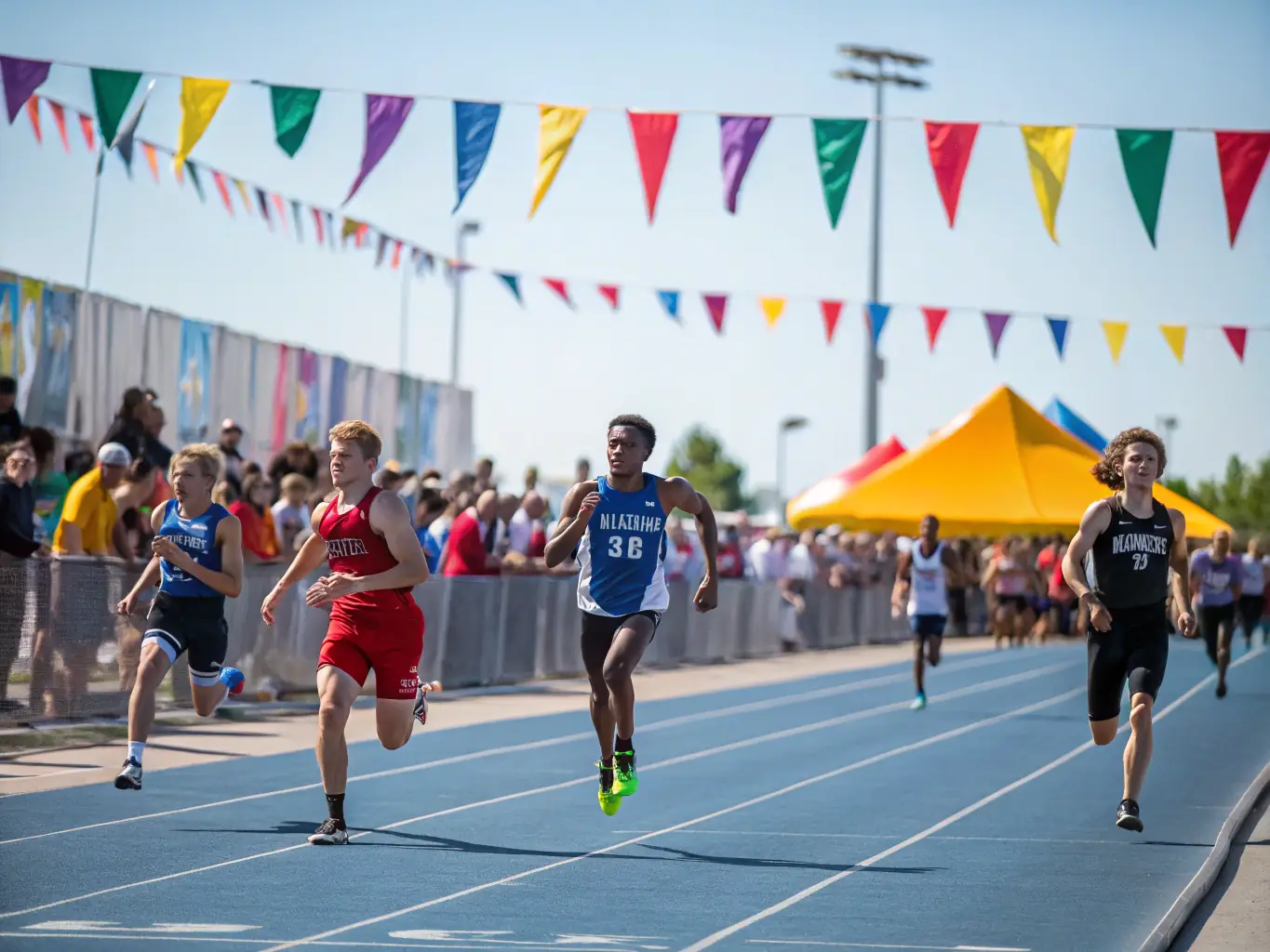 An image of students running track and field, demonstrating speed, agility, and determination.